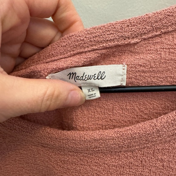 Madewell Rose Pink Side Tie Textured Long Sleeve Top - Picture 5 of 7